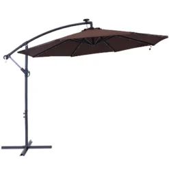 Sunnydaze Decor Sunnydaze Outdoor Cantilever Offset Patio With Solar LED Lights, Crank, And Cross Base - 10' -Garden Furniture Store GUEST 7757f3e3 f486 41f2 9ce5 7a29afb1b233