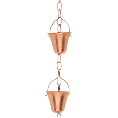 Marrgon Copper Rain Chain With Bell Style Cups For Gutter Downspout Replacement 2 Marrgon Copper Rain Chain With Bell Style Cups For Gutter Downspout Replacement - Image 2