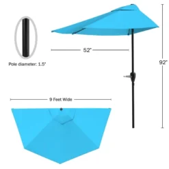 Nature Spring 9' Half-Round Patio Umbrella - Brilliant Blue 7 Nature Spring 9' Half-Round Patio Umbrella - Brilliant Blue -Garden Furniture Store GUEST 780c01d9 e0be 4185 88b5 108f804b90cb