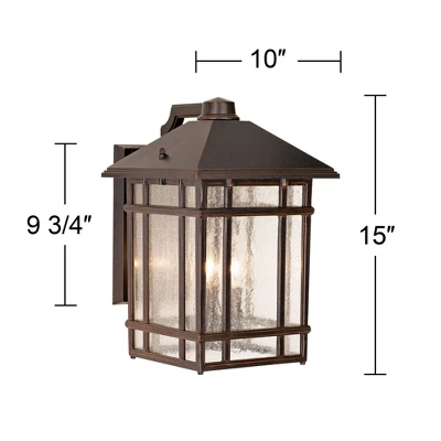 Kathy Ireland Sierra Craftsman Mission Outdoor Wall Light Fixture Rubbed Bronze 15" High Frosted Seeded Glass Panels For Post Exterior Barn Deck House 5 Kathy Ireland Sierra Craftsman Mission Outdoor Wall Light Fixture Rubbed Bronze 15" High Frosted Seeded Glass Panels For Post Exterior Barn Deck House - Image 5
