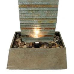 Sunnydaze Decor Sunnydaze 49"H Electric Spiraling Slate Outdoor Water Fountain With LED Lights -Garden Furniture Store GUEST 794120fd ee8e 4eda bebb c9d360492d3e