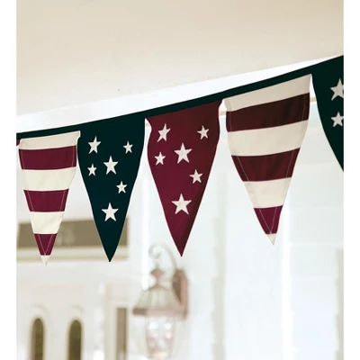 Plow & Hearth Cotton Duck Stars And Stripes Americana Pennant Bunting W/ Embroidery 1 Plow & Hearth Cotton Duck Stars And Stripes Americana Pennant Bunting W/ Embroidery