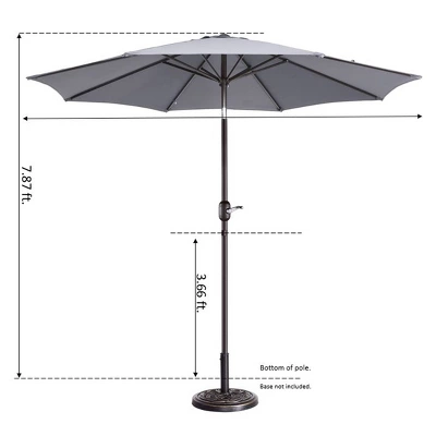 9-Foot Patio Umbrella - Easy Crank Outdoor Table Umbrella With Steel Ribs And Aluminum Pole For Deck, Porch, Backyard, Or Pool By Nature Spring (Gray) 4 9-Foot Patio Umbrella - Easy Crank Outdoor Table Umbrella With Steel Ribs And Aluminum Pole For Deck, Porch, Backyard, Or Pool By Nature Spring (Gray) - Image 4