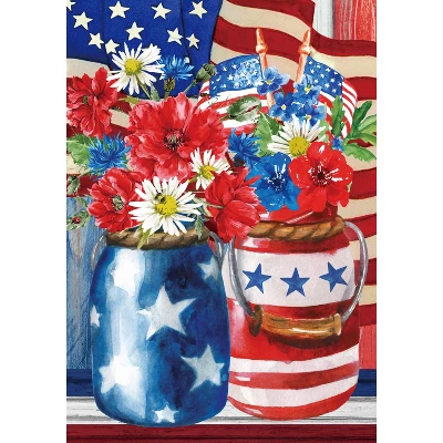 Northlight Floral Bouquet Patriotic Outdoor House Flag 28" X 40" 2 Northlight Floral Bouquet Patriotic Outdoor House Flag 28" X 40" - Image 2
