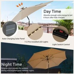 Costway 10 FT 112 LED Solar-Lighted Patio Table Market Umbrella Crank Tilt Outdoor Beige/Coffee/Navy/Wine 17 Costway 10 FT 112 LED Solar-Lighted Patio Table Market Umbrella Crank Tilt Outdoor Beige/Coffee/Navy/Wine -Garden Furniture Store GUEST 7a9fac98 e6c5 4796 a93d 07a6d03ab95c
