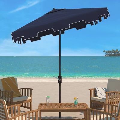 7.5' Square Zimmerman Market Umbrella Navy/White - Safavieh 1 7.5' Square Zimmerman Market Umbrella Navy/White - Safavieh