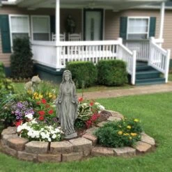 LuxenHome 30.5" H Virgin Mary Indoor Outdoor Statue Garden Statues, Gray Or Ivory -Garden Furniture Store GUEST 7c924c79 fe86 4ab8 b507 daec82feb8eb