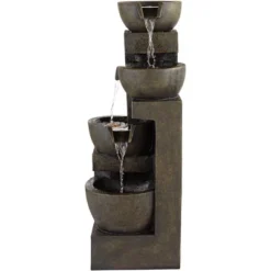 John Timberland Outdoor Floor Water Fountain With Light LED 41 1/2" High Cascading Bowls For Yard Garden Patio Deck Home -Garden Furniture Store GUEST 7d4d752a 1bd7 4fa0 9752 66532a73518a