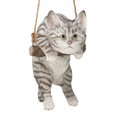 Design Toscano Gray Tabby Kitty On A Perch Hanging Cat Sculpture - Multicolored 1 Design Toscano Gray Tabby Kitty On A Perch Hanging Cat Sculpture - Multicolored
