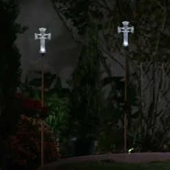 2pk 34" Solar Cross Pathway Lights - Alpine Corporation
