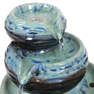 Sunnydaze Decor Sunnydaze Indoor Home Decorative Glazed Ceramic 3-Tiered Modern Textured Bowls Tabletop Water Fountain - 7" 2 Sunnydaze Decor Sunnydaze Indoor Home Decorative Glazed Ceramic 3-Tiered Modern Textured Bowls Tabletop Water Fountain - 7" - Image 2