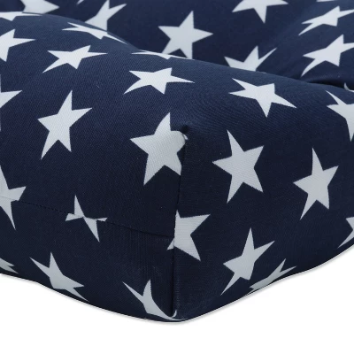 48" X 18" Outdoor/Indoor Tufted Bench/Swing Cushion Macey Americana Blue - Pillow Perfect 1 48" X 18" Outdoor/Indoor Tufted Bench/Swing Cushion Macey Americana Blue - Pillow Perfect