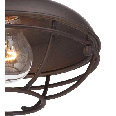 Franklin Iron Works Park Rustic Semi Flush Mount Outdoor Ceiling Light Bronze Caged 7 1/2" For Post Exterior Barn Deck House Porch Yard Patio Home 2 Franklin Iron Works Park Rustic Semi Flush Mount Outdoor Ceiling Light Bronze Caged 7 1/2" For Post Exterior Barn Deck House Porch Yard Patio Home - Image 2
