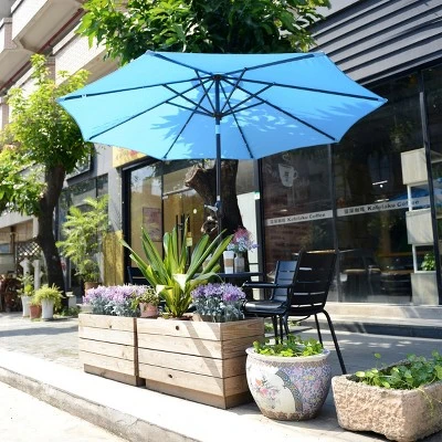 9-Foot Patio Umbrella - Deck Shade With Solar Powered LED Lights, Push Button Tilt, And Fade Resistant, UV Protection Canopy By Villacera (Blue) 5 9-Foot Patio Umbrella - Deck Shade With Solar Powered LED Lights, Push Button Tilt, And Fade Resistant, UV Protection Canopy By Villacera (Blue) - Image 5