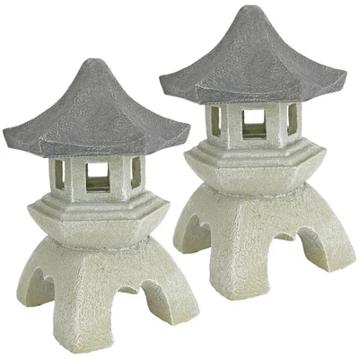 Design Toscano Pagoda Lantern Sculpture: Set Of Two Medium 1 Design Toscano Pagoda Lantern Sculpture: Set Of Two Medium
