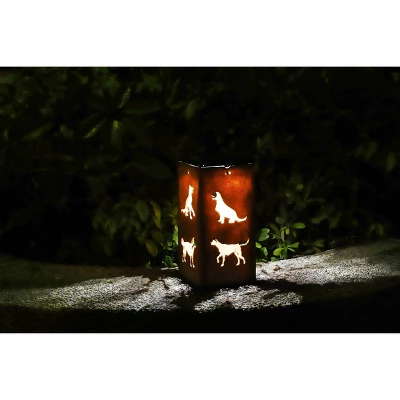 Techko Maid LED Solar 10.8" Portable Dog Cut Out Decorative Outdoor Lantern Clear 7 Techko Maid LED Solar 10.8" Portable Dog Cut Out Decorative Outdoor Lantern Clear - Image 7