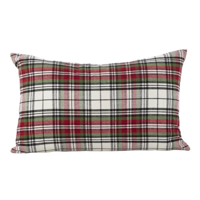 12"x20" Oversize Hensel Plaid Down Filled Lumbar Throw Pillow - Saro Lifestyle 1 12"x20" Oversize Hensel Plaid Down Filled Lumbar Throw Pillow - Saro Lifestyle