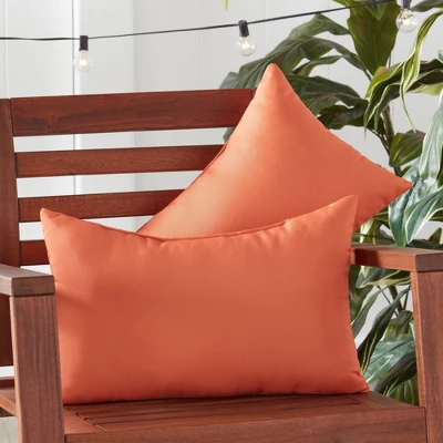 Set Of 2 Outdoor Lumbar Throw Pillows Rust - Kensington Garden 1 Set Of 2 Outdoor Lumbar Throw Pillows Rust - Kensington Garden