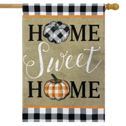 Home Sweet Home Pumpkins Burlap Fall House Flag 28" X 40" Briarwood Lane