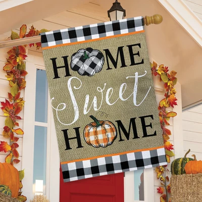 Home Sweet Home Pumpkins Burlap Fall House Flag 28" X 40" Briarwood Lane 2 Home Sweet Home Pumpkins Burlap Fall House Flag 28" X 40" Briarwood Lane - Image 2