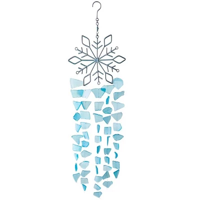 Wind & Weather Handcrafted Metal And Recycled Glass Snowflake Wind Chime 1 Wind & Weather Handcrafted Metal And Recycled Glass Snowflake Wind Chime