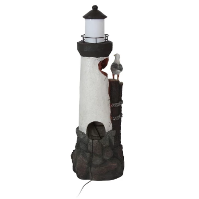 Sunnydaze Decor Sunnydaze 36"H Electric Polyresin Gull's Cove Lighthouse Outdoor Water Fountain With LED Light 1 Sunnydaze Decor Sunnydaze 36"H Electric Polyresin Gull's Cove Lighthouse Outdoor Water Fountain With LED Light
