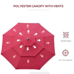 Outsunny 9FT 3 Tiers Patio Umbrella Outdoor Market Umbrella With Crank, Push Button Tilt For Deck, Backyard And Lawn 13 Outsunny 9FT 3 Tiers Patio Umbrella Outdoor Market Umbrella With Crank, Push Button Tilt For Deck, Backyard And Lawn -Garden Furniture Store GUEST 9990ae31 d4fe 4834 b123 8244053244e8