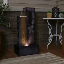 Sunnydaze Decor Sunnydaze 32"H Electric Metal Cascading Tower Outdoor Water Fountain With LED Lights 21 Sunnydaze Decor Sunnydaze 32"H Electric Metal Cascading Tower Outdoor Water Fountain With LED Lights -Garden Furniture Store GUEST 9aedf12b 5ff9 4464 93ea ab50324825b4