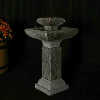 Sunnydaze Decor Sunnydaze 26"H Electric Resin 2-Tier Outdoor Square Bird Bath Water Fountain With LED Lights 7 Sunnydaze Decor Sunnydaze 26"H Electric Resin 2-Tier Outdoor Square Bird Bath Water Fountain With LED Lights - Image 7
