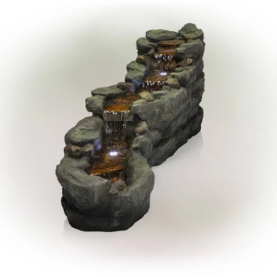 20" Rocky River Rapids Stone Resin Fountain With LED Lights Gray - Alpine Corporation 2 20" Rocky River Rapids Stone Resin Fountain With LED Lights Gray - Alpine Corporation - Image 2