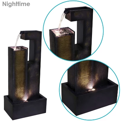 Sunnydaze Decor Sunnydaze 32"H Electric Metal Cascading Tower Outdoor Water Fountain With LED Lights 4 Sunnydaze Decor Sunnydaze 32"H Electric Metal Cascading Tower Outdoor Water Fountain With LED Lights - Image 4