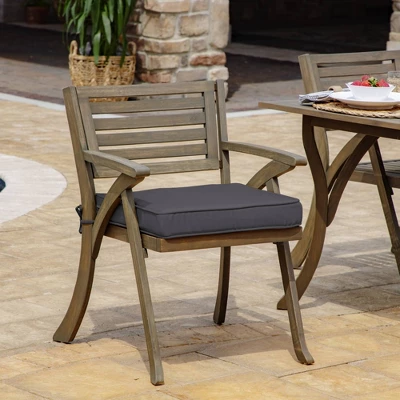 Arden Selections 20" X 20" ProFoam Outdoor Dining Seat Cushion Slate 3 Arden Selections 20" X 20" ProFoam Outdoor Dining Seat Cushion Slate - Image 3
