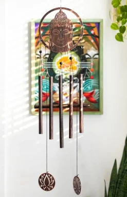 Dawhud Direct 38" H Eternal Zen Buddha Wind Chimes - Brown