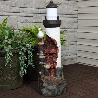 Sunnydaze Decor Sunnydaze 36"H Electric Polyresin Gull's Cove Lighthouse Outdoor Water Fountain With LED Light 4 Sunnydaze Decor Sunnydaze 36"H Electric Polyresin Gull's Cove Lighthouse Outdoor Water Fountain With LED Light - Image 4