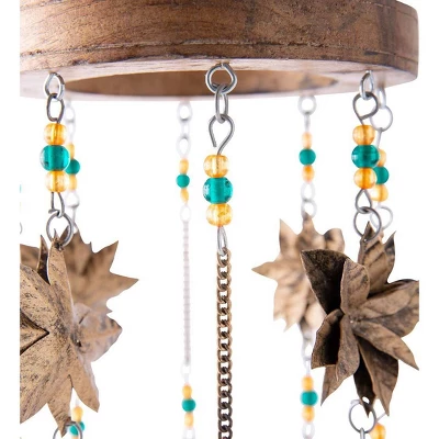 Wind & Weather Beaded Antiqued Bronze-Colored Poinsettia Blossom Wind Chime 4 Wind & Weather Beaded Antiqued Bronze-Colored Poinsettia Blossom Wind Chime - Image 4