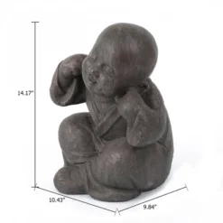 LuxenHome 14.17" Weathered Brown MgO Happy Buddha Monk Garden Statue -Garden Furniture Store GUEST a3e1110d dffc 4ed7 ba6e ecf9e8d06480