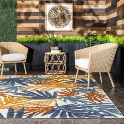 NuLOOM Flor Multi Tropical Leaves Indoor/Outdoor Patio Area Rug -Garden Furniture Store GUEST a55d94b2 6c4c 4309 aefd 19c62b96f548
