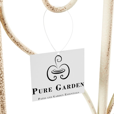 Set Of 2 Garden Trellises - For Climbing And Potted Plants - Decorative Scroll Metal Panels With 7.75-Inch Stakes By Pure Garden (White) 4 Set Of 2 Garden Trellises - For Climbing And Potted Plants - Decorative Scroll Metal Panels With 7.75-Inch Stakes By Pure Garden (White) - Image 4