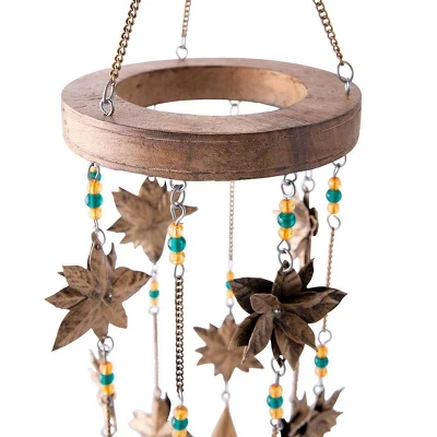 Wind & Weather Beaded Antiqued Bronze-Colored Poinsettia Blossom Wind Chime 2 Wind & Weather Beaded Antiqued Bronze-Colored Poinsettia Blossom Wind Chime - Image 2