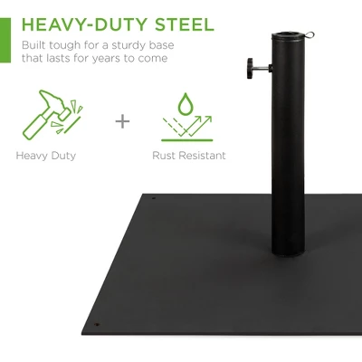 Best Choice Products 38.5lb Steel Umbrella Base, Square Patio Stand W/ Tightening Knob And Anchor Holes - Black 1 Best Choice Products 38.5lb Steel Umbrella Base, Square Patio Stand W/ Tightening Knob And Anchor Holes - Black
