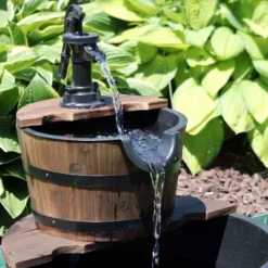 Sunnydaze Decor Sunnydaze 23"H Electric Fir Wood 2-Tier Farmhouse Barrel With Metal Decorative Hand Pump Outdoor Water Fountain 13 Sunnydaze Decor Sunnydaze 23"H Electric Fir Wood 2-Tier Farmhouse Barrel With Metal Decorative Hand Pump Outdoor Water Fountain -Garden Furniture Store GUEST b0abafc3 c8da 491e 95e2 f6a56d033f16