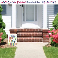 Big Dot Of Happiness Cheerful Happy Birthday - Outdoor Home Decorations - Double-Sided Colorful Birthday Party Garden Flag - 12 X 15.25 Inches