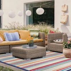 Coastal Geometric Casual Stripe Indoor Outdoor Area Rug By Blue Nile Mills