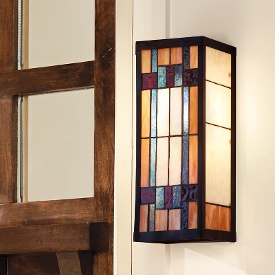 16.25" 1-Light Mission Style Stained Glass Outdoor Wall Sconce - River Of Goods 2 16.25" 1-Light Mission Style Stained Glass Outdoor Wall Sconce - River Of Goods - Image 2