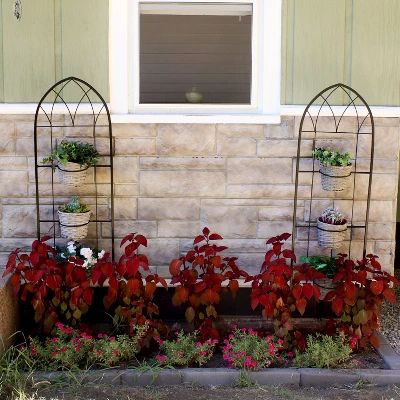 Sunnydaze Decor Sunnydaze 2-Piece Arched Climbing Plants Wall Trellis With Flower Pot Supports 5 Sunnydaze Decor Sunnydaze 2-Piece Arched Climbing Plants Wall Trellis With Flower Pot Supports - Image 5