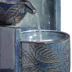 John Timberland Summer Leaves Cascading Bowls Modern Outdoor Floor Water Fountain With LED Light 26" For Yard Garden Patio Deck Porch House Exterior -Garden Furniture Store GUEST b552f384 8898 46cb ad14 e263a3abc704