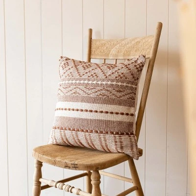 18x18" Hand Woven Rust Geo Stripe Outdoor Pillow Polyester With Polyester Fill By Foreside Home & Garden 1 18x18" Hand Woven Rust Geo Stripe Outdoor Pillow Polyester With Polyester Fill By Foreside Home & Garden