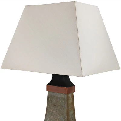 Sunnydaze Decor Sunnydaze Contemporary Natural Slate With Copper Trim And Fabric Cream Shade Accent Indoor/Outdoor Weather-Resistant Table Lamp 6 Sunnydaze Decor Sunnydaze Contemporary Natural Slate With Copper Trim And Fabric Cream Shade Accent Indoor/Outdoor Weather-Resistant Table Lamp - Image 6