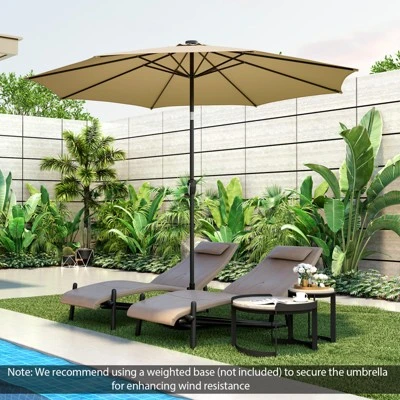 Costway 10 FT 112 LED Solar-Lighted Patio Table Market Umbrella Crank Tilt Outdoor Beige/Coffee/Navy/Wine 3 Costway 10 FT 112 LED Solar-Lighted Patio Table Market Umbrella Crank Tilt Outdoor Beige/Coffee/Navy/Wine - Image 3