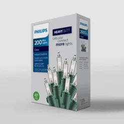 Philips 200ct Heavy Duty Smooth Incandescent Mini String Lights Clear With Green Wire